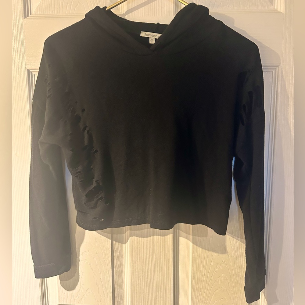 Women’s distressed, ripped cardigan, size M